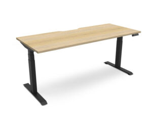 Strong and durable height adjustable Boost + desk in oak and black