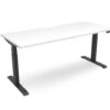 Black and white height adjustable desk with scalloped cable access