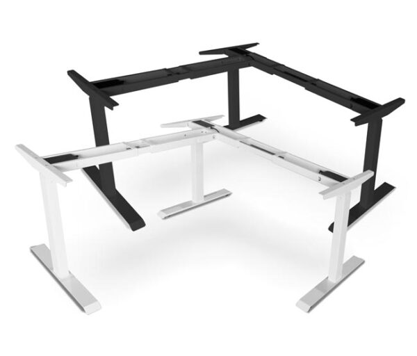 Durable Electric L-Shape Desk Frames by Elevate in Black and White