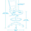 Dimensions for ergonomic Team-Air 135 Mesh Back Drafting chair