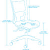 Dimensions for stylish Team Air 135 mesh back office chair