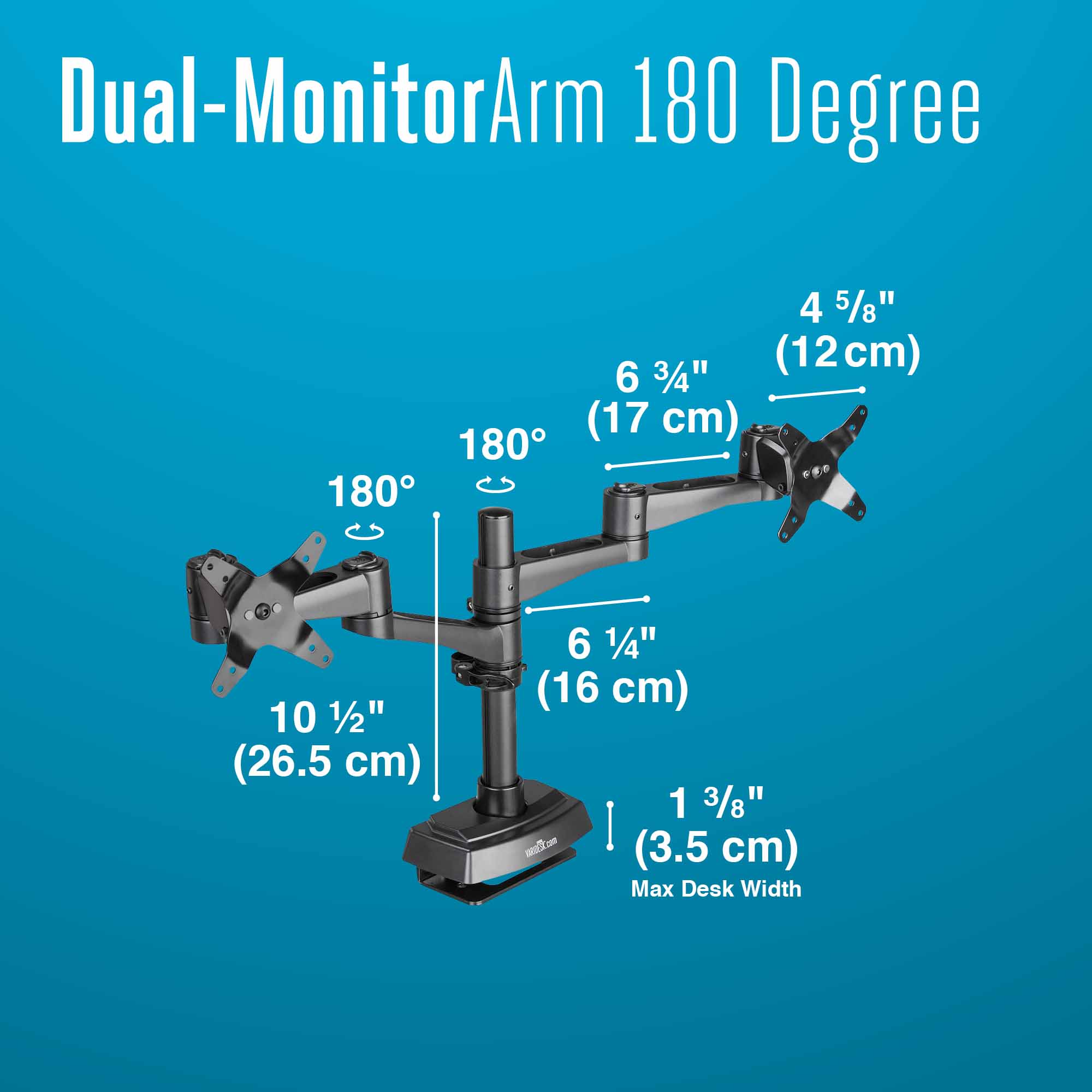 Varidesk DualMonitor Arm 180° | WA Ergo Supplies
