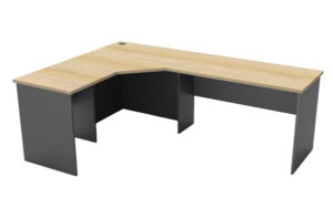 Large Melamine Rapid Worker Desk Natural Oak top and ironstone base