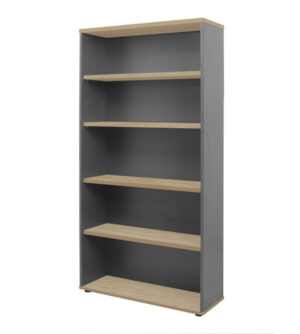 Rapid Worker Bookcase Natural Oak and ironstone 1800mm High