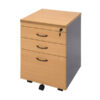 Pedestal with 1 filing drawer and 2 personal drawers in beech and ironstone