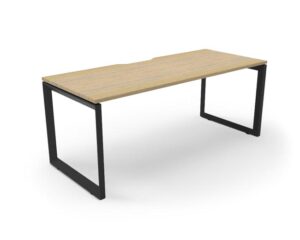 Loop Leg Deluxe Straight Desk with Oak look Top and Black Frame