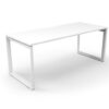 Stylish all white Loop leg straight office desk with bevelled edge
