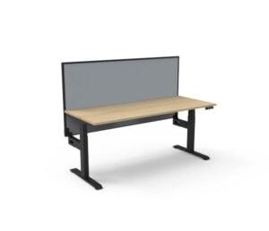Boost Height Adjustable Desk Black Frame Oak Top with Screen