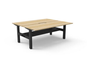 Boost Back To Back Height Adjustable Desk Oak look Top with Cable Tray