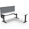 Sleek and durable height adjustable Corner desk black base and white top