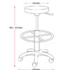 Height adjustable Stool with footrest and castors