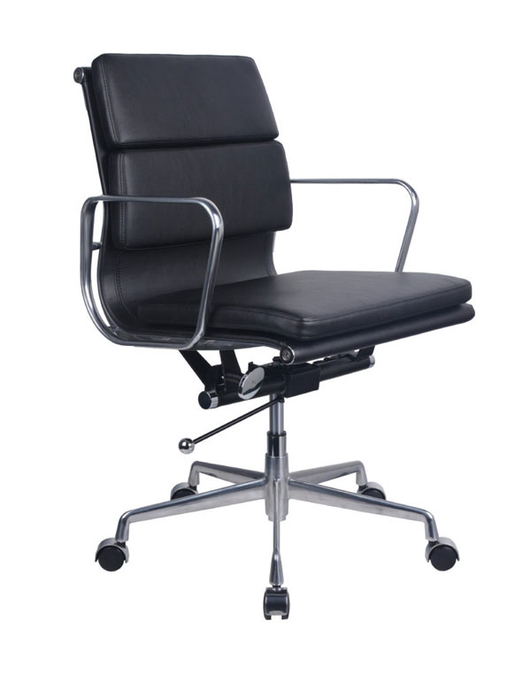 Black leather look Boardroom Chair with Medium Back