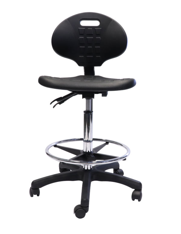 laboratory drafting stool with back and footring