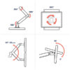 360 degree movable monitor arm for multiple screens