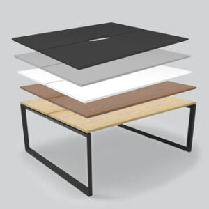 Back to Back Infinity Deluxe Desk with black loop legs amd custom colour desktop