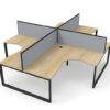 4 Person Deluxe Infinity Loop Leg Corner Desk solution with Privacy screens