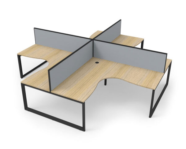 Deluxe Infinity Loop Leg Corner Desk for 4 people with Oak look Top