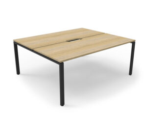 Deluxe Infinity Profile Leg Back To Back 2 Person Desk with Oak look Top