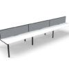 Black or grey dividing screen adds privacy and noise reduction to 6 person desk