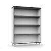 White melamine board Bookcase with 3 shelves and polished aluminium legs