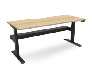 Boost Height Adjustable Desk with memory controller and scalloped top for cable access