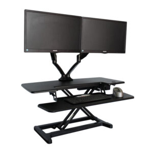 Maximise space with Elevate Computer Riser with Dual Monitor Arm