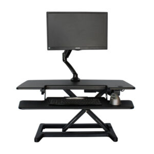 Elevate Computer Riser with single monitor arm for more space on desk