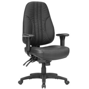 Rover Multi Shift Leather Chair with arms for 24 hour use in control rooms
