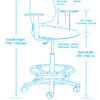 Easy to clean and PC2 lab suitable Drafting chair Lab 400 with foot ring
