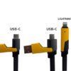 Axis Laptop stand with integrated USB hub and convenient 4 in 1 cable
